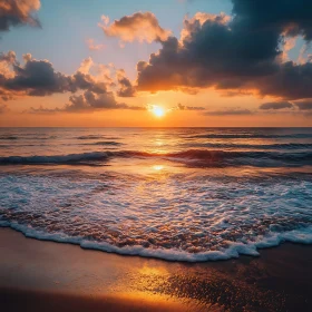 Seascape at Sunset with Golden Light