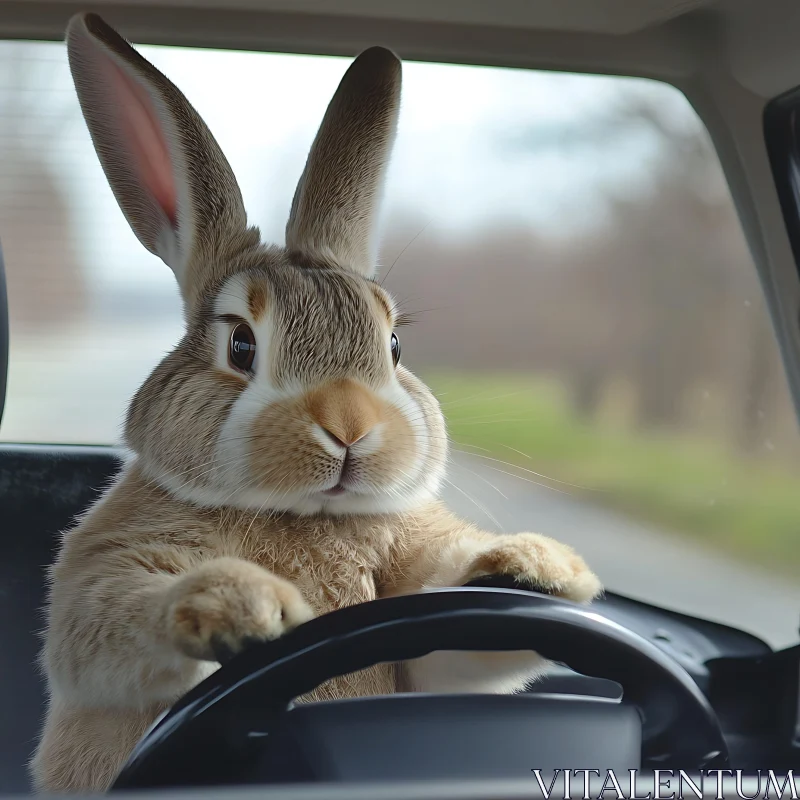 Bunny Behind the Wheel AI Image