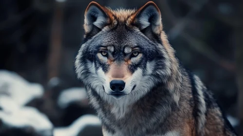 Intense Gaze of a Wild Wolf