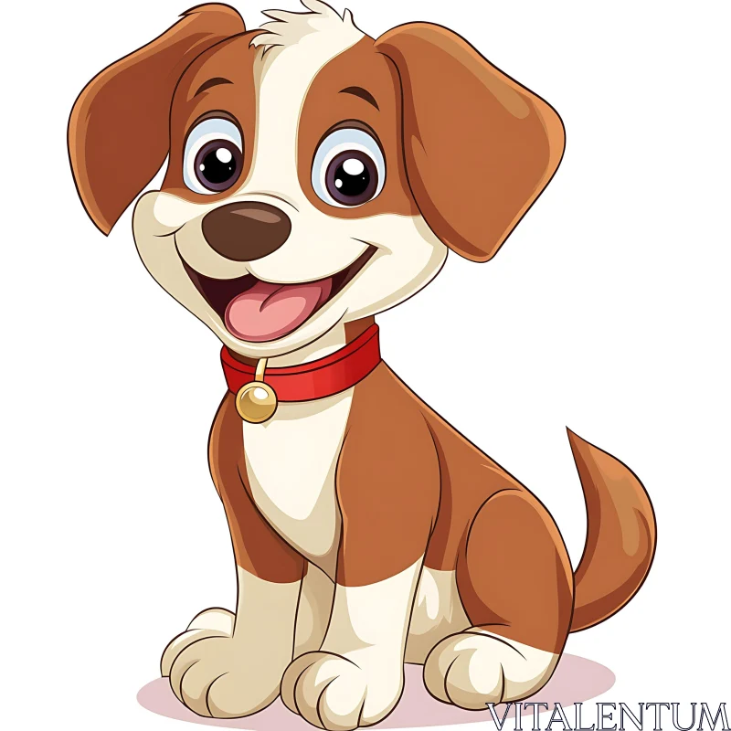 Smiling Cartoon Puppy with Brown and White Fur AI Image