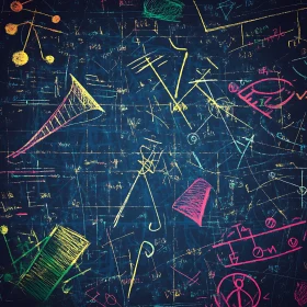 Geometric Chalk Art on Dark Background