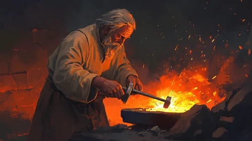 Artistic Rendition of Blacksmith at Work