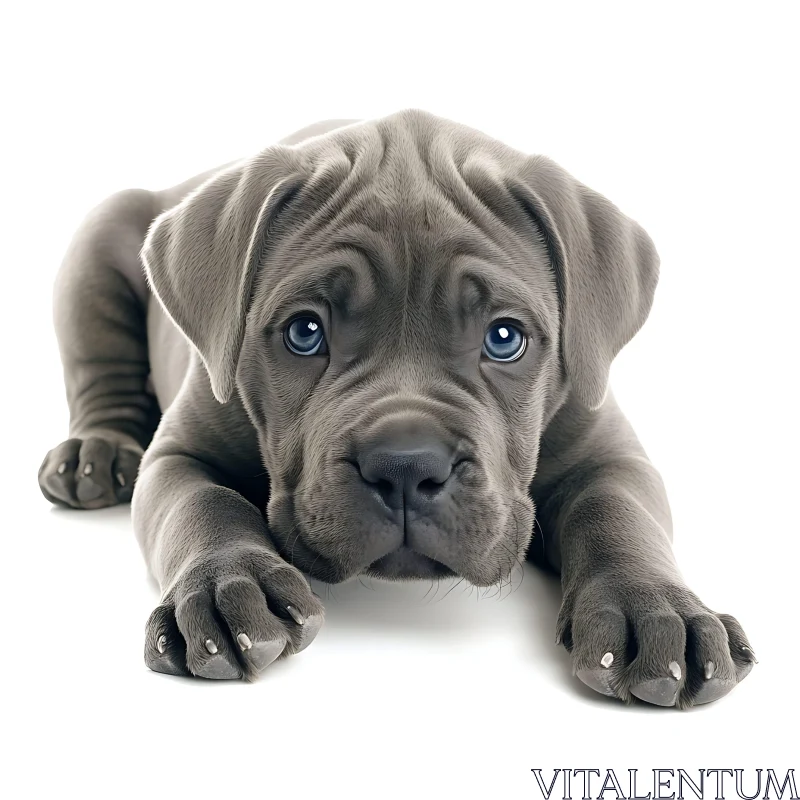 Adorable Puppy with Big Blue Eyes AI Image