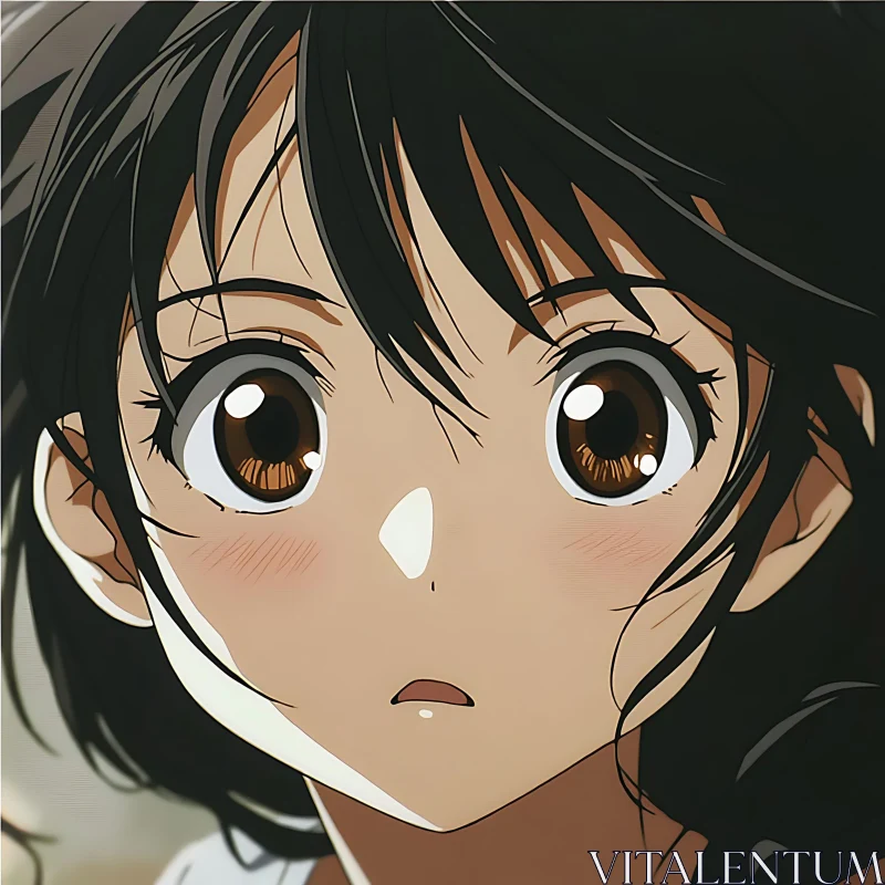 Surprised Anime Girl with Brown Eyes AI Image