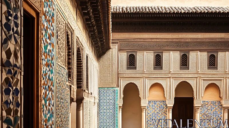 Historic Building with Elaborate Tiles and Arches AI Image