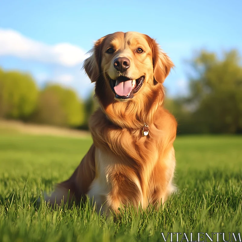 Joyful Golden Retriever Outdoors AI Image