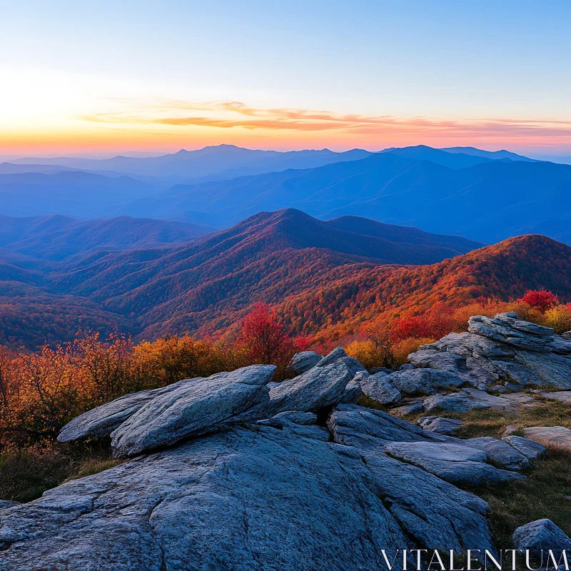 AI ART Autumnal Mountain Vista at Twilight