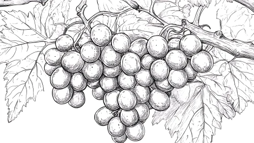 Grapes Sketch - Monochrome Delight