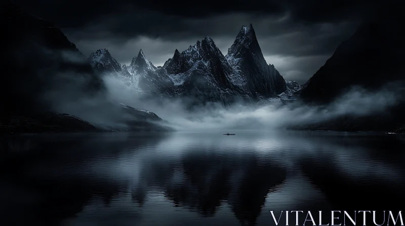 AI ART Misty Mountain Lake Serenity