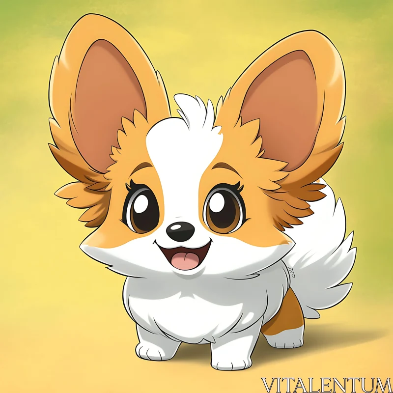 Cute Anime-Style Puppy Illustration AI Image