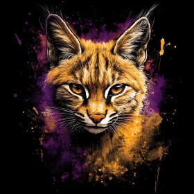 Purple and Gold Feline Artwork