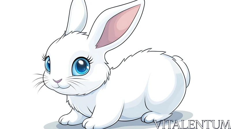 Charming Cartoon Bunny with Blue Eyes AI Image