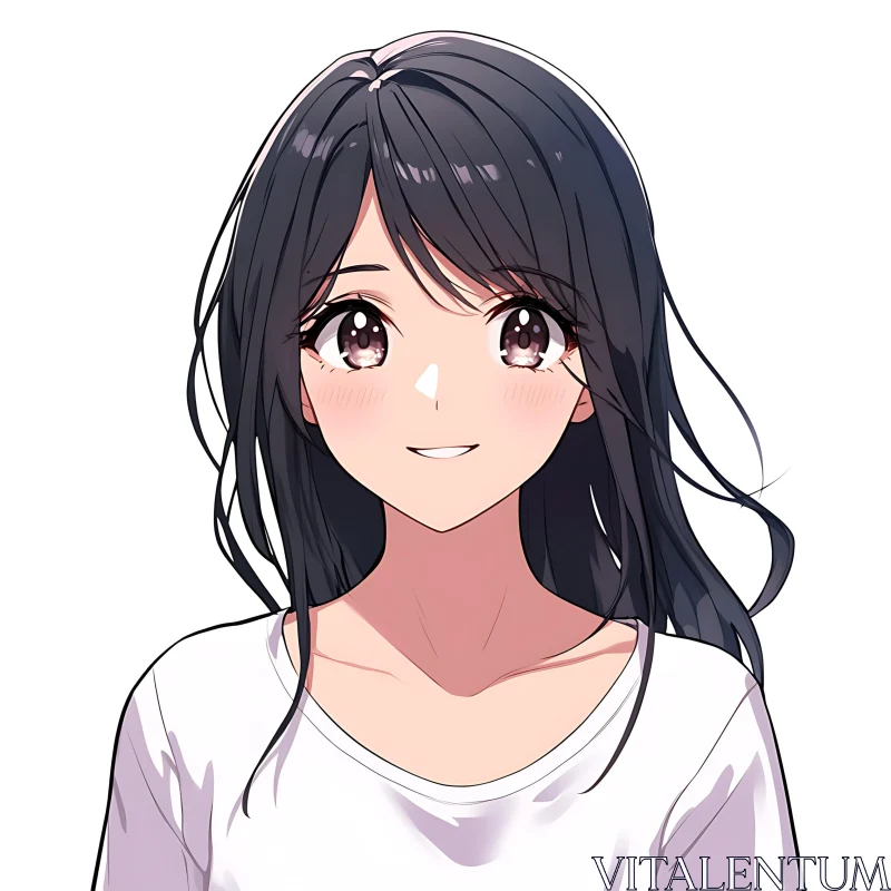 Smiling Anime Girl Portrait AI Image