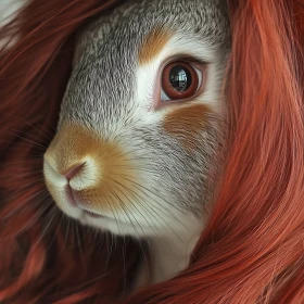 Rabbit in Red Wig Close-up