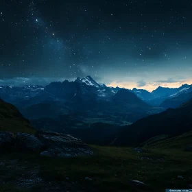 Night Scene of Mountains