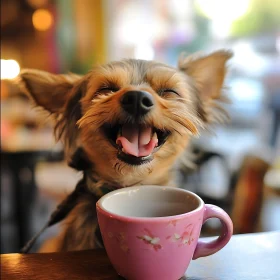 Smiling Dog and Teacup