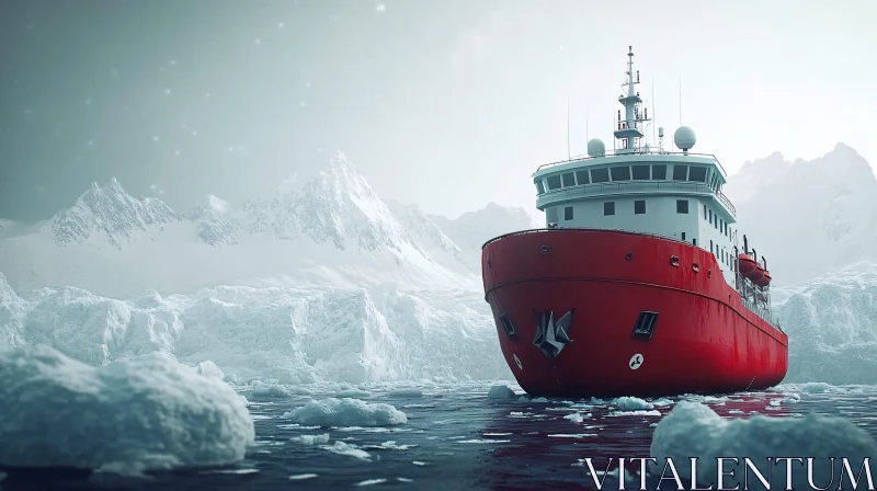 Polar Icebreaker Navigating Icy Seas AI Image