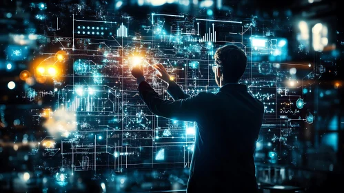 Man Manipulating Digital Data Streams