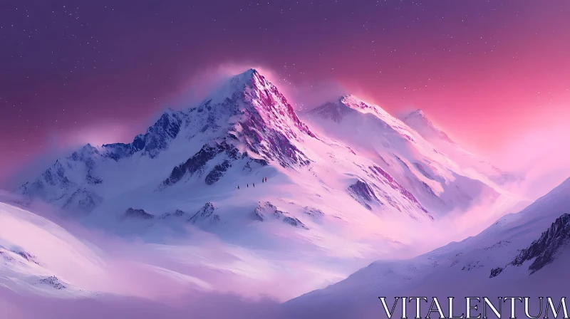 AI ART Snowy Mountains in Pastel Colors