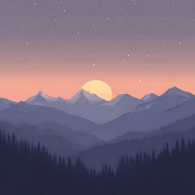 Peaceful Mountain Landscape at Sunset