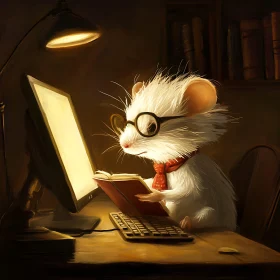 Whimsical Mouse Reading a Book