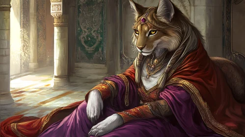 Anthropomorphic Lynx Portrait in Palace