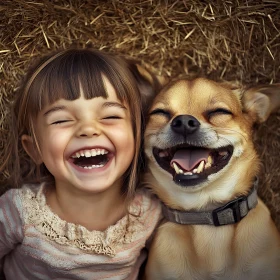 Joyful Moment Between Child and Dog