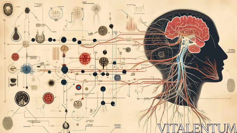 AI ART Human Brain Anatomy Diagram