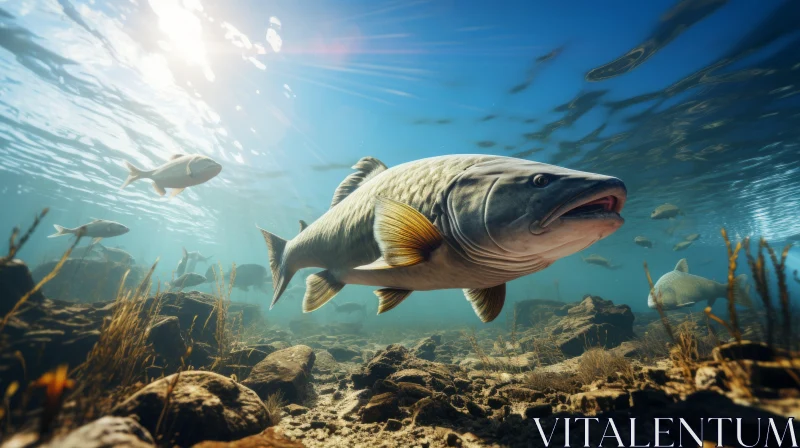 Sunlit Underwater Wonders: A Paleocore Artistic Representation AI Image