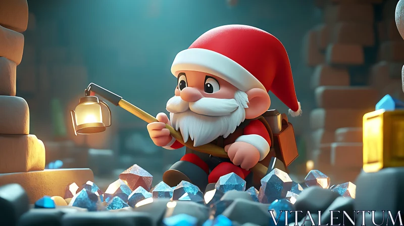 Gnome's Christmas Mining Adventure AI Image