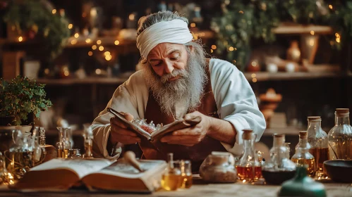 Alchemist Studying Ancient Texts
