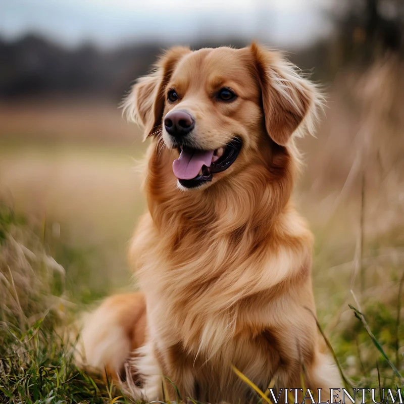 Happy Golden Retriever in Nature AI Image