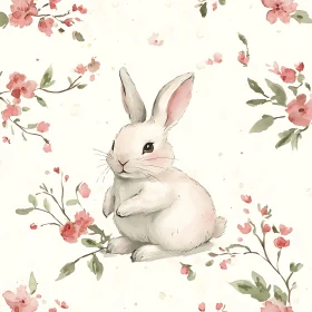 Floral Bunny Watercolor Art