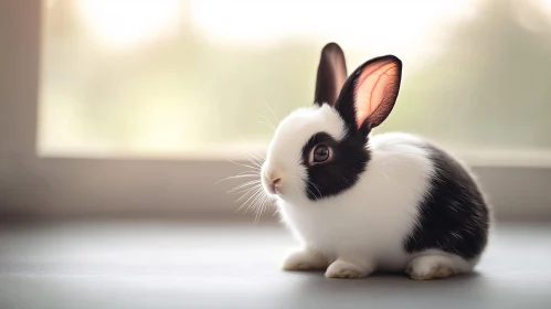 Black and White Rabbit by Window