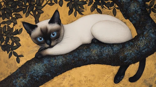 Siamese Cat with Blue Eyes Art