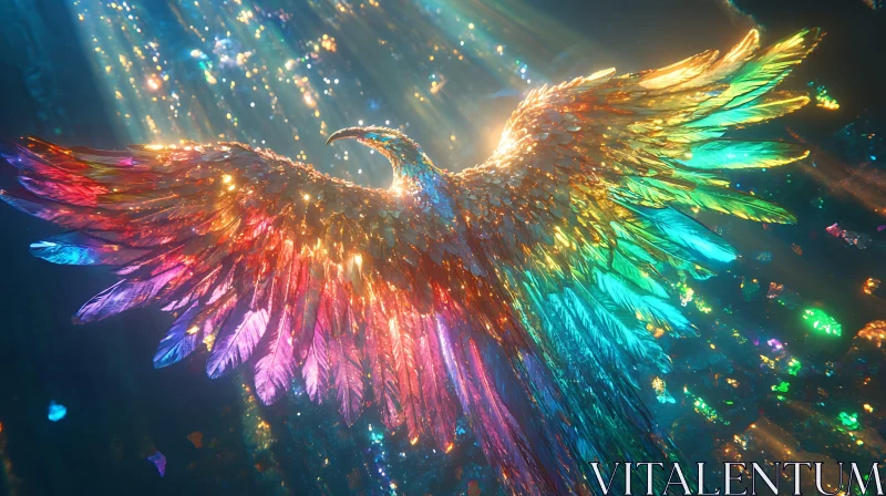 AI ART Colorful Phoenix with Sparkling Wings