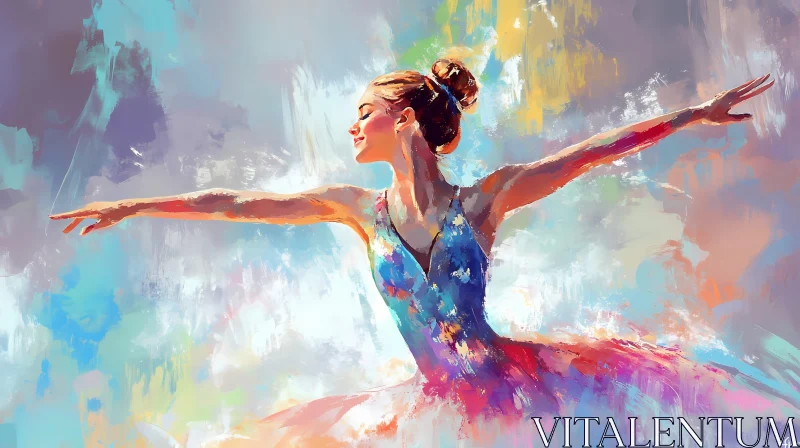 AI ART Graceful Ballerina in a Colorful Abstract Painting AI Generated Picture