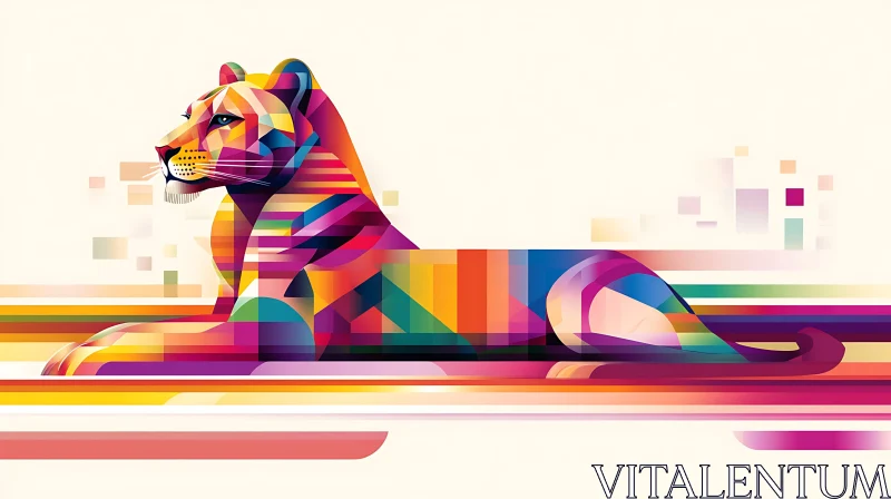 Colorful Polygonal Lion Illustration AI Image