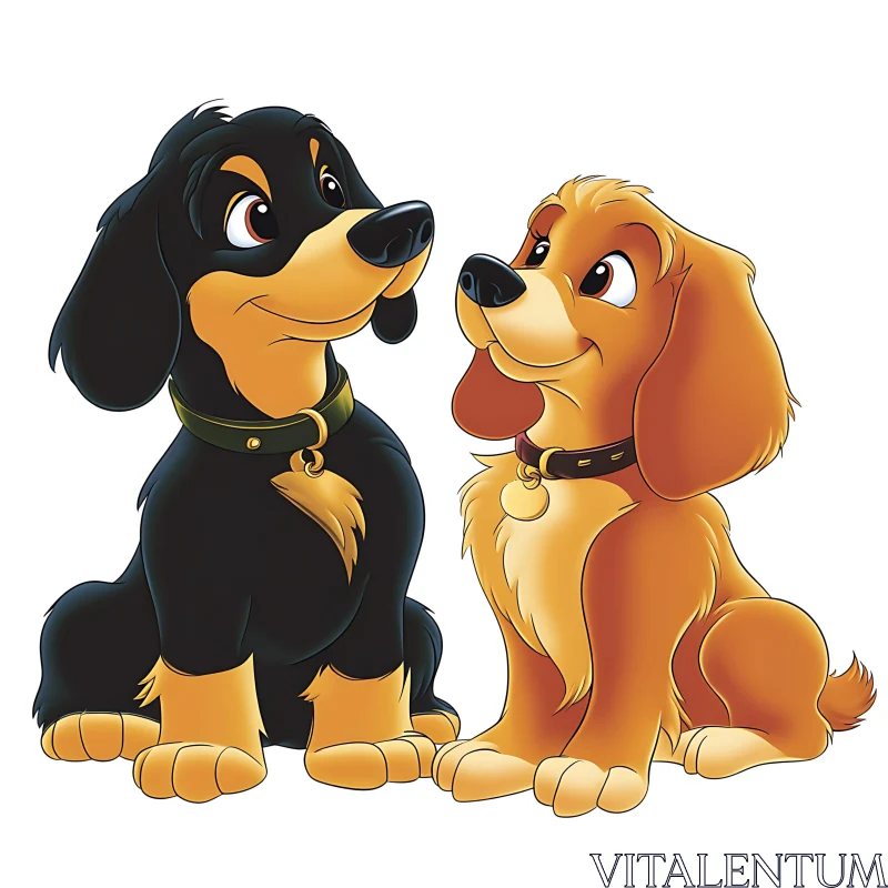 Adorable Cartoon Dogs Illustration AI Image