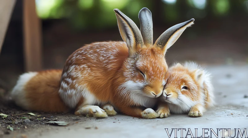 AI ART Two Rabbits Cuddling