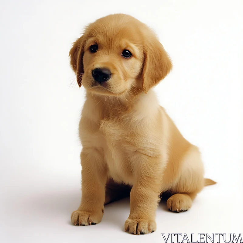 Charming Golden Retriever Pup in Studio Lighting AI Image