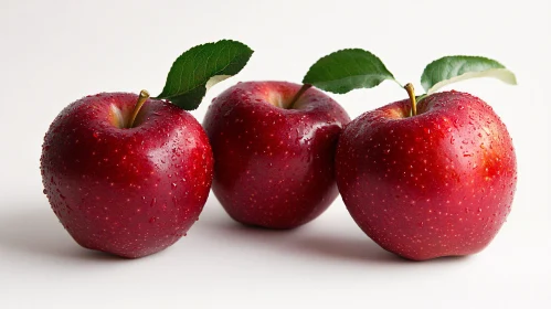 Fresh Red Apples with Water Droplets