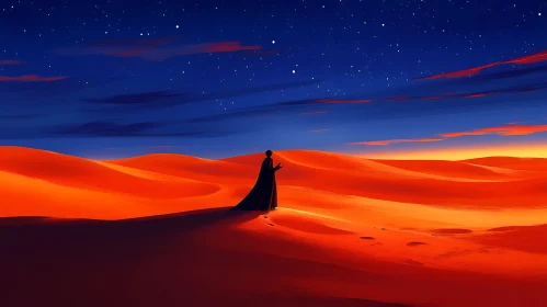 Desert Silhouette Under Starry Skies