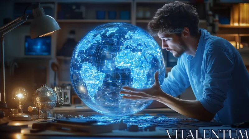 AI ART Illuminated World Globe