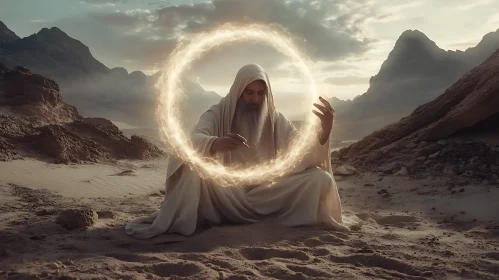 Desert Wizard Creating Light Ring