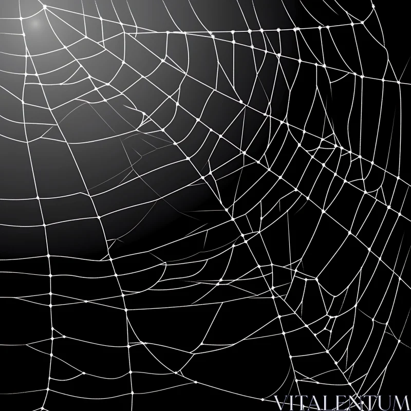 Abstract Spiderweb in Black and White AI Image