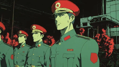 Military Formation in Anime Art Style