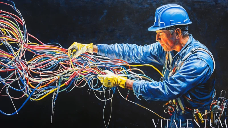 AI ART Man with Cables Art