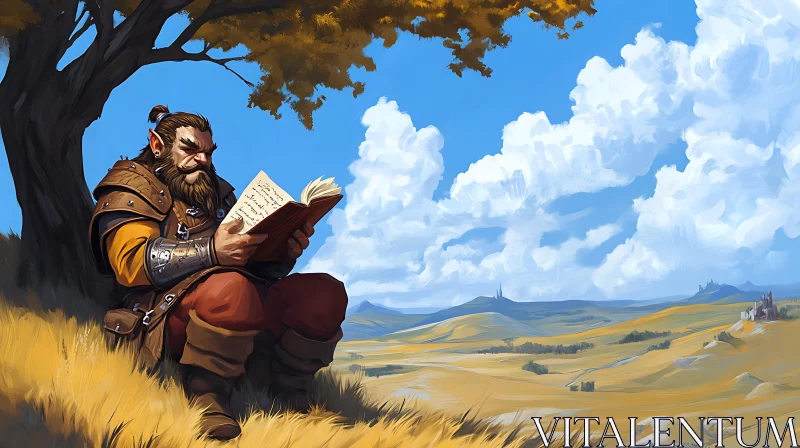 Fantasy Character Enjoying Book Outdoors AI Image