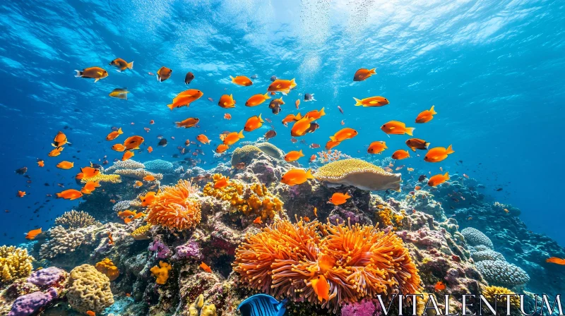 Underwater Scene: Fish and Coral Reef AI Image